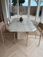 Vintage Travertin Eettafel uit Italië, Huis en Inrichting, Tafels | Eettafels, Ophalen, Overige materialen, Gebruikt, 100 tot 150 cm