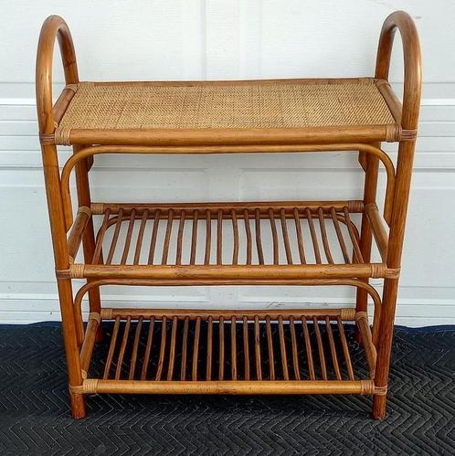 Vintage Bamboe Rotan kastje 3-laags Jaren 60, Huis en Inrichting, Kasten | Schoenenkasten, Gebruikt, Ophalen of Verzenden