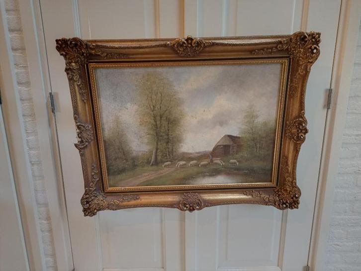 schilderij/landschap met schapen, Antiek en Kunst, Kunst | Schilderijen | Klassiek, Ophalen