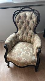 Antieke fauteuil met bloemenmotief, Huis en Inrichting, Gebruikt, Minder dan 75 cm, Ophalen of Verzenden, 50 tot 75 cm