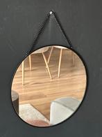Spiegel Zwart met ketting - Vintage Retro stijl, Minder dan 50 cm, Ophalen of Verzenden, Zo goed als nieuw, Minder dan 100 cm