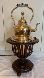 Antieke Koperen Theestoof met Delfts Blauw Handvat, Antiek en Kunst, Ophalen, Koper