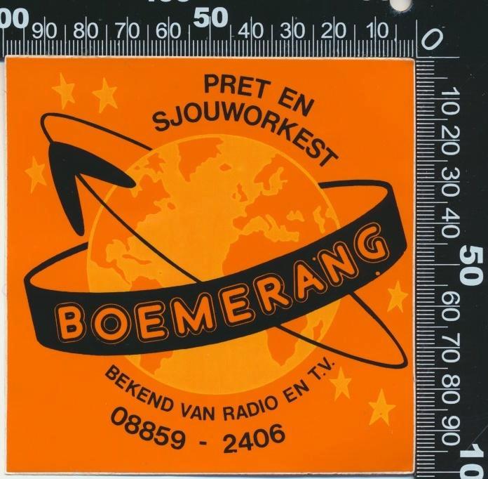 Sticker: Pret en Sjouworkest Boemerang (1), Verzamelen, Stickers, Zo goed als nieuw, Bedrijf of Vereniging, Verzenden