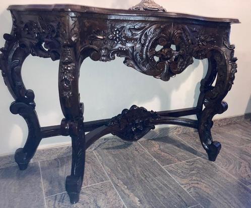 barok sidetable oud en zwaar, handgemaakt, zeer mooie staat, Huis en Inrichting, Tafels | Sidetables, Gebruikt, 25 tot 50 cm, 100 tot 150 cm