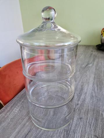 Bonbonnière/snoeppot - glas - 3 lagen - Ø17 cm - met deksel beschikbaar voor biedingen