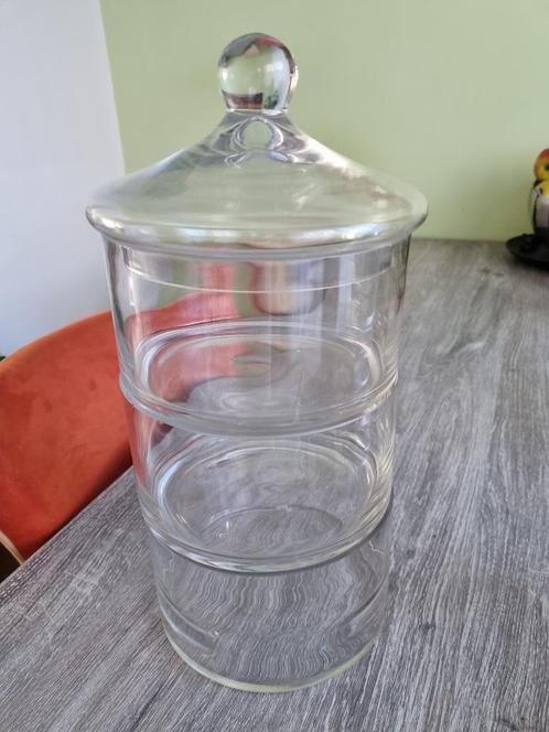 Bonbonnière/snoeppot - glas - 3 lagen - Ø17 cm - met deksel, Huis en Inrichting, Keuken | Potten en Pannen, Pot, Bus of Blik, Glas