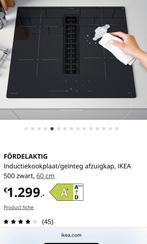 FÖRDELAKTIG Inductiekookplaatgeïnteg afzuigkap, zwart, 60 cm, Zo goed als nieuw, Inductie, Vrijstaand, 4 kookzones