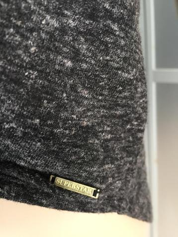 B852 Superstar:zwart/grijs linnen blouse tuniek top Mt XS=34 beschikbaar voor biedingen