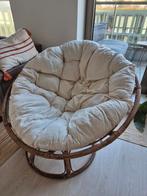 Papasan Stoel - Rotan met Crème Kussen, Huis en Inrichting, Fauteuils, Ophalen, 100 tot 125 cm, Bohemian, Zo goed als nieuw