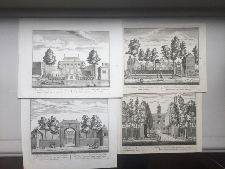 Amsterdam e.o., groot lot van prenten, 18e eeuw., Antiek en Kunst, Kunst | Etsen en Gravures, Verzenden