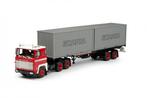 Tekno M64-700 Scania 140 met zeecontainer oplegger, Hobby en Vrije tijd, Ophalen of Verzenden, Zo goed als nieuw, Bus of Vrachtwagen