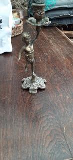 Vintage geel koper messing kandelaar, Antiek en Kunst, Antiek | Kandelaars, Ophalen, Koper of Brons