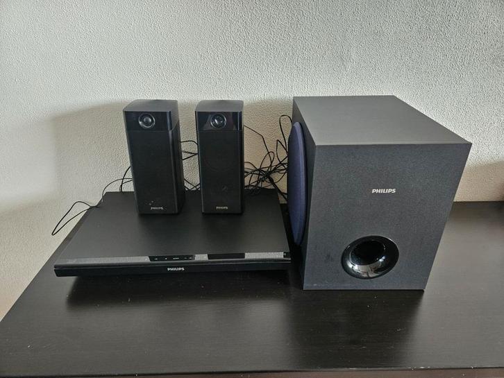 Philips Home Cinema Set - Zwart, Audio, Tv en Foto, Home Cinema-sets, Gebruikt, Blu-ray-speler, 2.1-systeem, 40 tot 70 watt, Philips