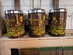Vintage Retro bruine koffie, suiker en thee bussen., Antiek en Kunst, Ophalen