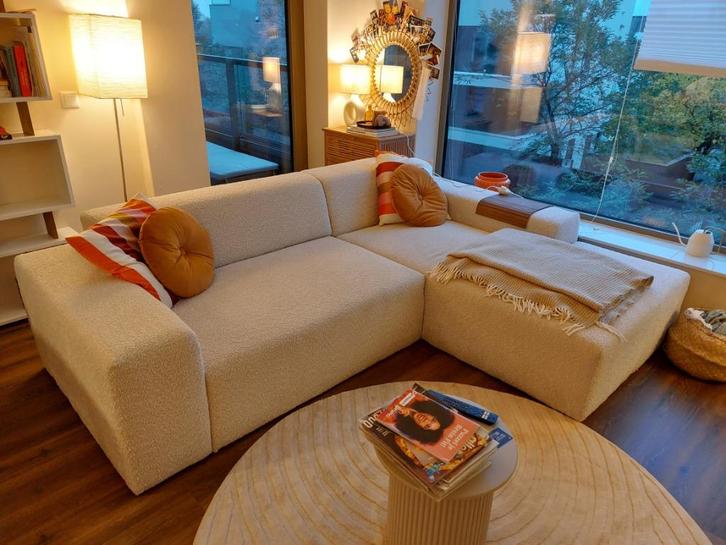 Te koop: ZAMZI Hoekbank met chaise longue RECHTS, Huis en Inrichting, Banken | Bankstellen, Zo goed als nieuw, Hoekbank, Driepersoons