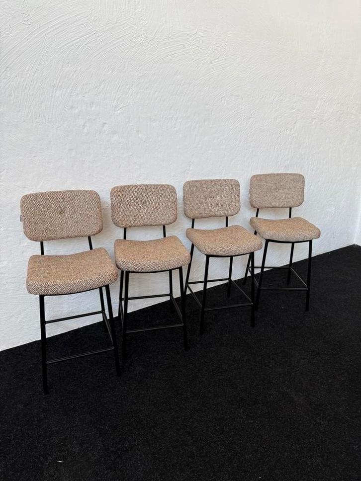 Set van 4 Vintage Stoelen, Huis en Inrichting, Stoelen, Zo goed als nieuw, Vier, Metaal, Bruin, Ophalen of Verzenden