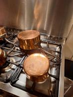 5 delige koperen steelpannenset, Ophalen of Verzenden, Gebruikt, Overige materialen, Pannenset