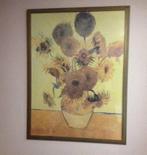 Vincent van Gogh zonnebloemen print grenen lijst met glas, Ophalen of Verzenden, Zo goed als nieuw, Print, 75 cm of meer