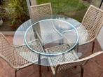 Eettafel - glazen / Glass Table & 4 chairs, Zo goed als nieuw, Ophalen