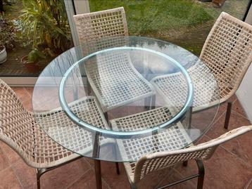 Eettafel - glazen / Glass Table & 4 chairs