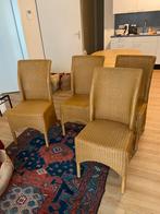 4 eetkamer stoelen (riet en hout), Huis en Inrichting, Stoelen, Ophalen, Zo goed als nieuw, Bruin, Hout