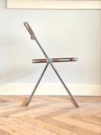 Vintage plia klap stoel Castelli webbing chrome jaren 50/60, Huis en Inrichting, Stoelen, Gebruikt, Bruin, Eén, Riet of Rotan