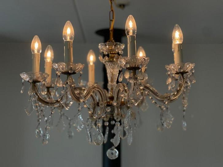 Marie Therese Kroonluchter - 8 Lampen, Huis en Inrichting, Lampen | Kroonluchters, Gebruikt, Glas, Ophalen