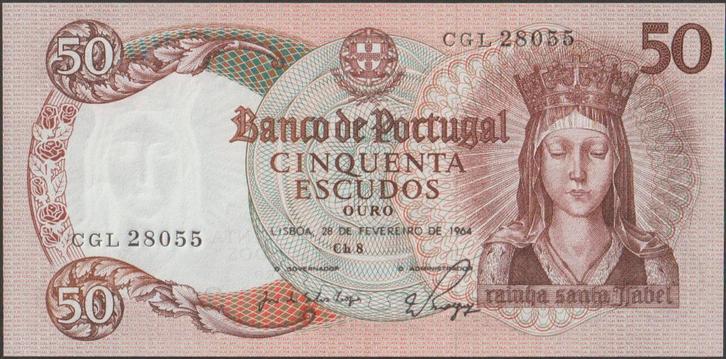 Portugal 50 escudos 1964 UNC p.168(8) (# 265), Postzegels en Munten, Bankbiljetten | Europa | Niet-Eurobiljetten, Los biljet, Overige landen