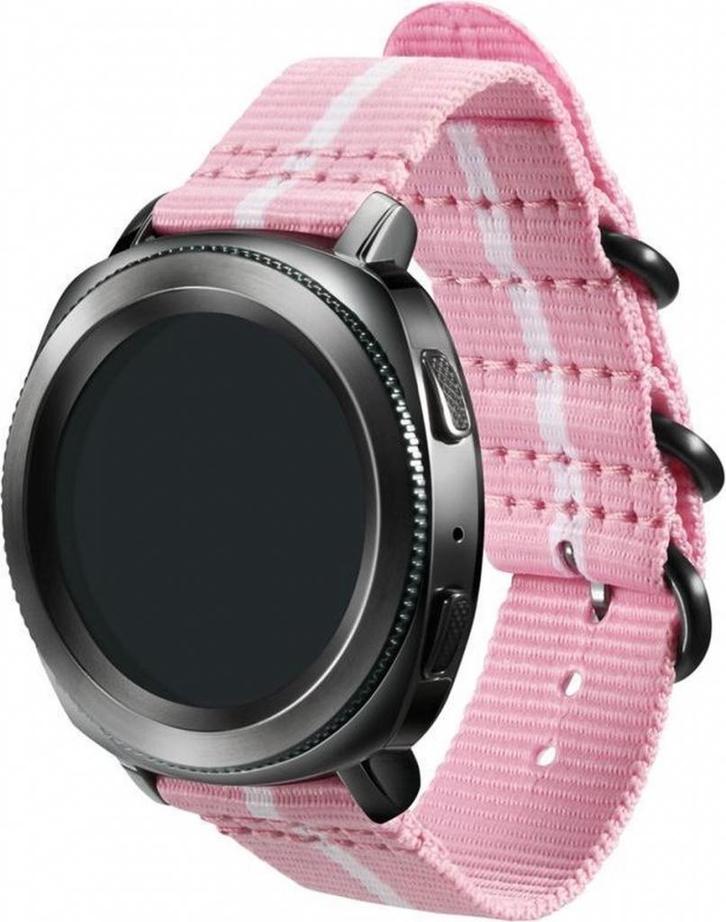 Samsung Nylon bandje 20mm - Pink/White, Telecommunicatie, Wearable-accessoires, Nieuw, Bandje, Ophalen of Verzenden