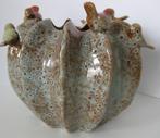 Vaas met Vogeltjes / Vogelvaas herfstkleuren hoogte 17 cm, Huis en Inrichting, Woonaccessoires | Vazen, Overige kleuren, Aardewerk of Porselein