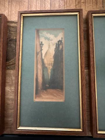 Set van 3 vintage Parijse prenten beschikbaar voor biedingen