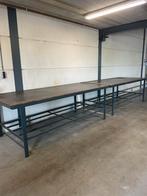 2 Zware stalen met houten werktafels, tafels , werkbanken., Doe-het-zelf en Verbouw, Werkbanken, Ophalen, Gebruikt
