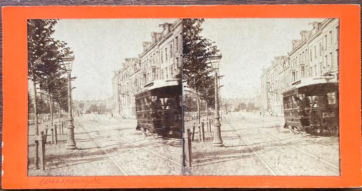 Stereofoto WEESPERZIJDE AMSTERDAM 1890, Verzamelen, Foto's en Prenten, Gebruikt, Foto, Gebouw, Voor 1940, Verzenden