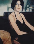 Portret van een Vrouw in Zwarte Jurk, Ophalen of Verzenden