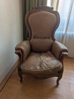 Antieke lederen stoel - Scheveningen, Gebruikt, Minder dan 75 cm, Hout, 75 tot 100 cm