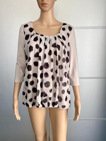 G301 Vanilia maat 38=M top blouse beige/zwart beschikbaar voor biedingen