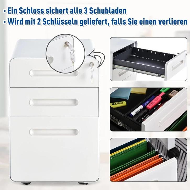Witte ladekast met slot, Huis en Inrichting, Kasten | Roldeurkasten en Archiefkasten, Zo goed als nieuw, Minder dan 100 cm, Minder dan 50 cm