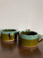 Vintage potten / kommen keramiek groen met blauw, Huis en Inrichting, Keuken | Servies, Keramiek, Nieuw, Ophalen of Verzenden