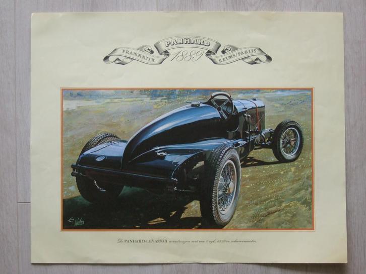 Litho plaat affiche oude auto E. Kuhn 9 stuks 33 x 41,5 cm, Verzamelen, Automerken, Motoren en Formule 1, Zo goed als nieuw, Auto's