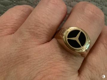 Vintage gouden ring Mercedes zwart Onyx , 14 kar. Goud 585 beschikbaar voor biedingen