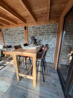 Teakhouten bartafel met krukken, Huis en Inrichting, Tafels | Statafels, Ophalen, Zo goed als nieuw