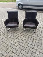 Set van 2 bruine lederen stoelen, Gebruikt, Twee, Bruin, Leer