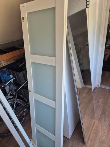 2x ikea deur voor pax kast hout met melkglas 50x201 cm.
