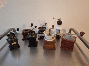 Fraaie verzameling koffiemolens, 7 stuks beschikbaar voor biedingen
