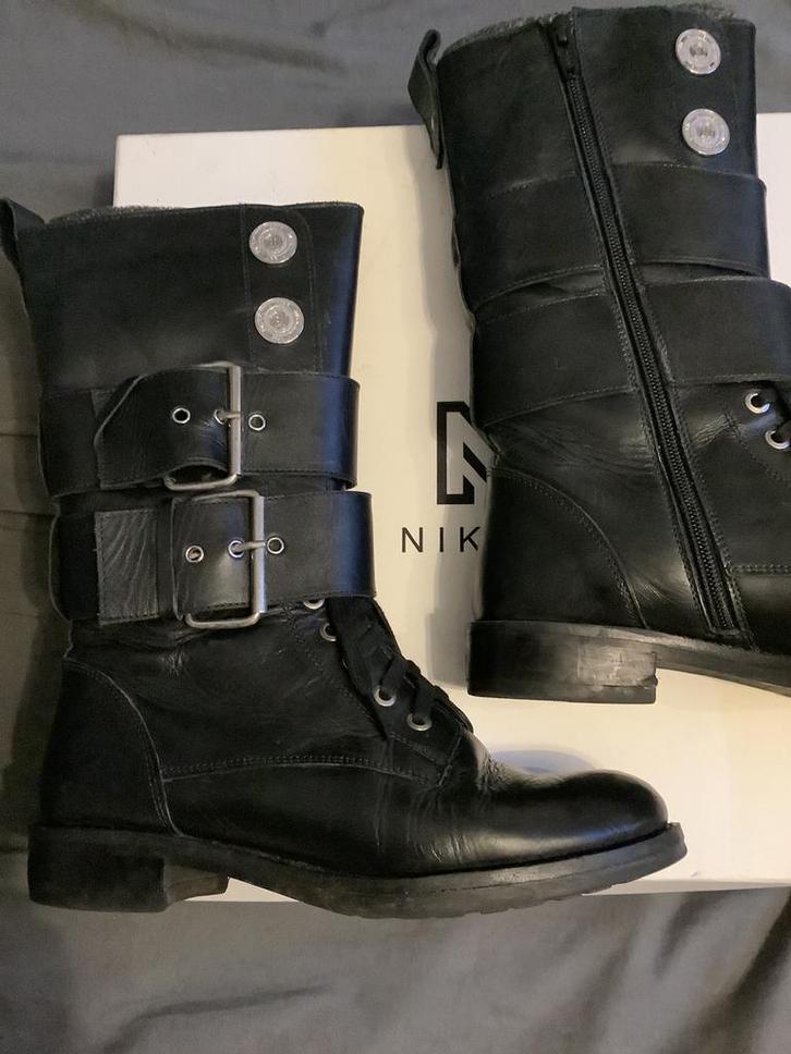 Nikkie Leren Laarzen Maat 38, Kleding | Dames, Schoenen, Zo goed als nieuw, Lage of Enkellaarzen, Zwart, Ophalen of Verzenden