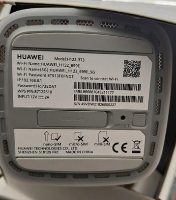 Supsnel 5G ,Huawei 5G CPE Pro 2 H122-373  beschikbaar voor biedingen