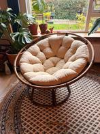 Papasan rotan stoel met creme kussen, Ophalen, Gebruikt, 100 tot 125 cm, Riet of Rotan