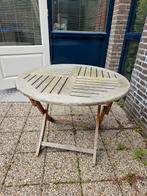 Ronde houten tuintafel diam 95 hoogte 75. Moet geschuurd., Ophalen of Verzenden, Gebruikt, Rond, Hout
