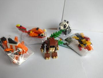 Lego dieren, 2 vissen, aap, vogel en panda beschikbaar voor biedingen