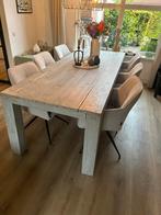 Steigerhouten eettafel white wash 240 x 97,5, Ophalen, Gebruikt, 200 cm of meer, 50 tot 100 cm